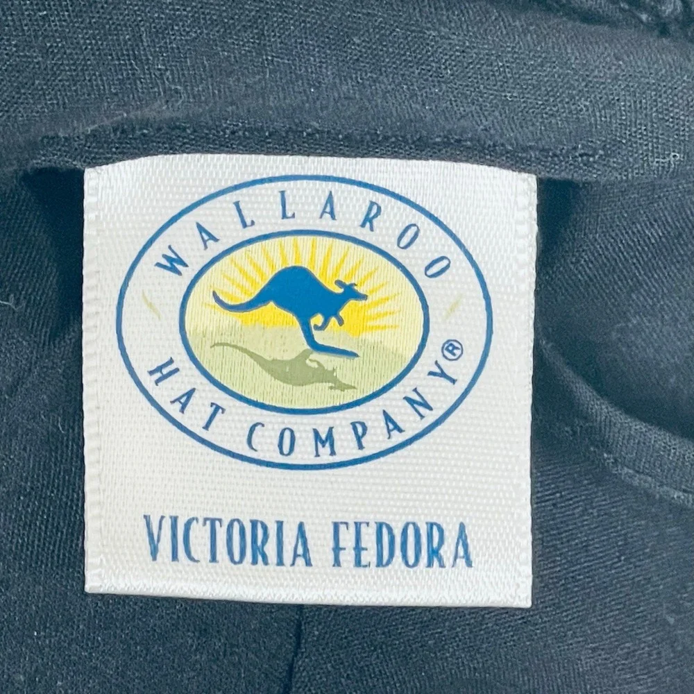 Wallaroo Victoria Fedora Womens Black Poly Straw Packable UPF 50 Sun Hat